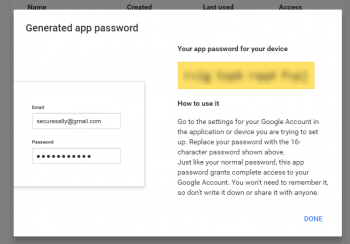 application password from google