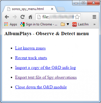 the browser's Spy control menu