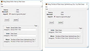 album level and track level tag edits